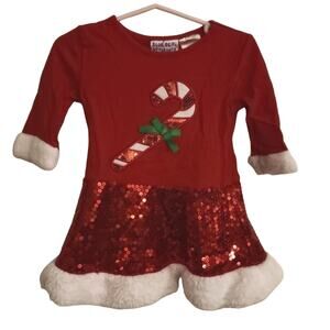 Blueberi Boulevard Christmas Candy Cane Dress, 2T